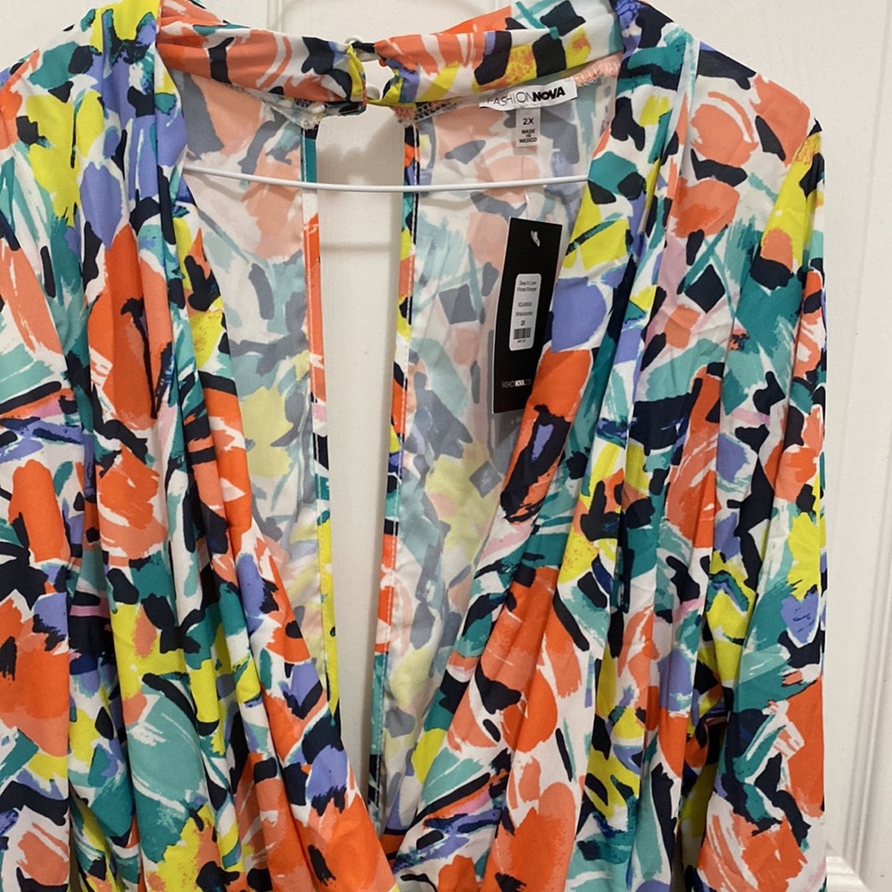 Floral print short romper - Picture 2 of 5